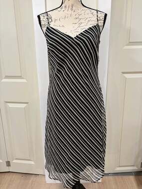 Y2K Vintage Scarlett Slip Dress Size Juniors 7/8 Black & White Stripes